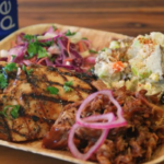 BBQ Chicken, pulled pork and potato salad
